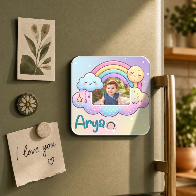 Personalized Baby Photo Musical Fridge Magnet with Favorite Song Baby Memory Gift for Newborn, Baby Shower, Naming Ceremony, First Birthday